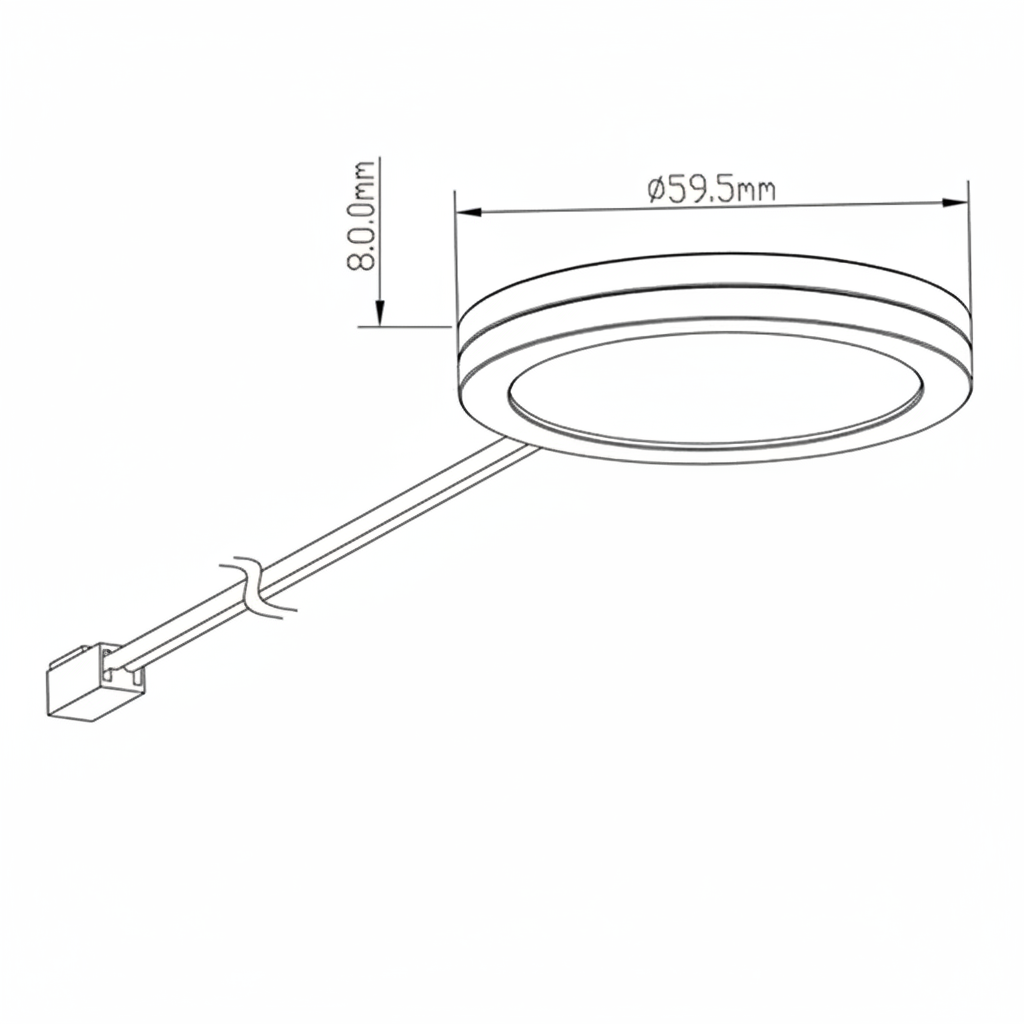 Dimensions and installation diagram of 2W 12V LED ceiling down light