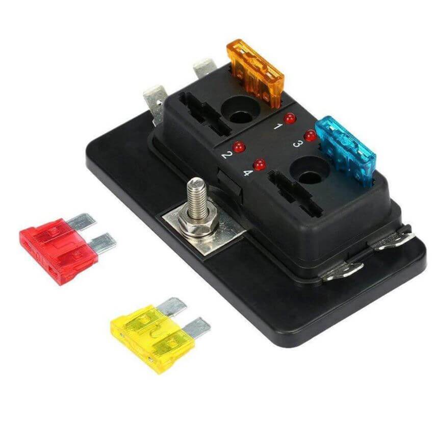 Fuses and fuse holder on a white background