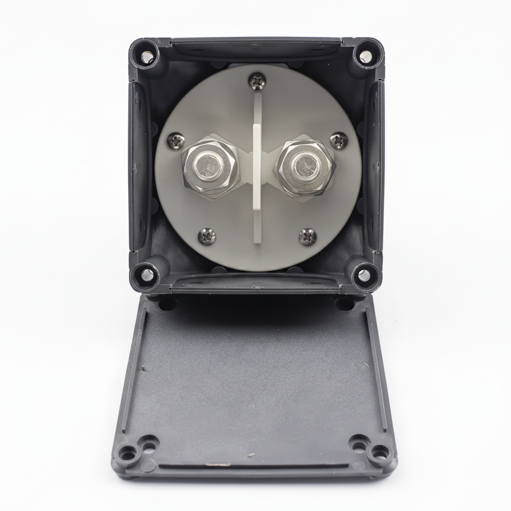 Internal contact mechanism of 600A battery disconnect switch designed for reliable battery isolation in campervan and marine applications