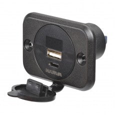 Narva Heavy-Duty USB/USB-C Socket With Volt/Amp Meter