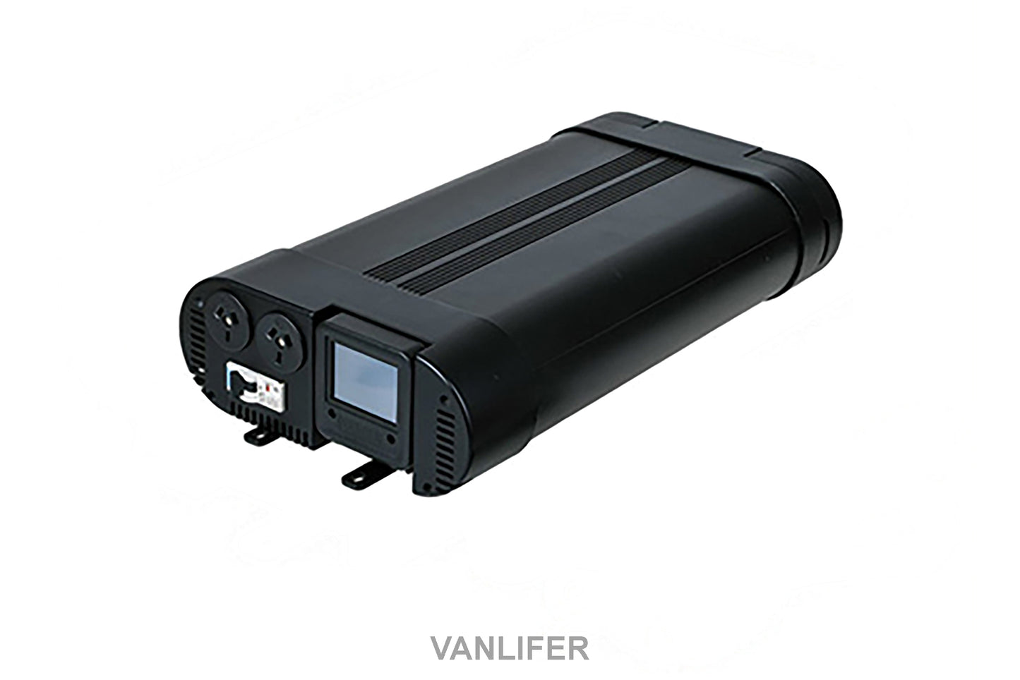 Power Train 2000W inverter with Bluetooth screen and multiple outlets for campervan use.