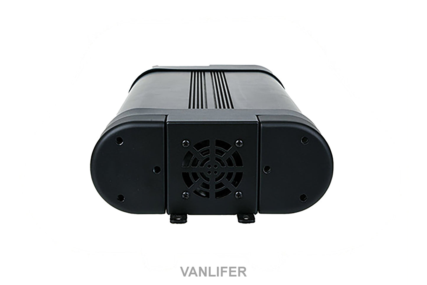 Power Train 2000W inverter rear view showing cooling fan, designed for campervans and off-grid power solutions.