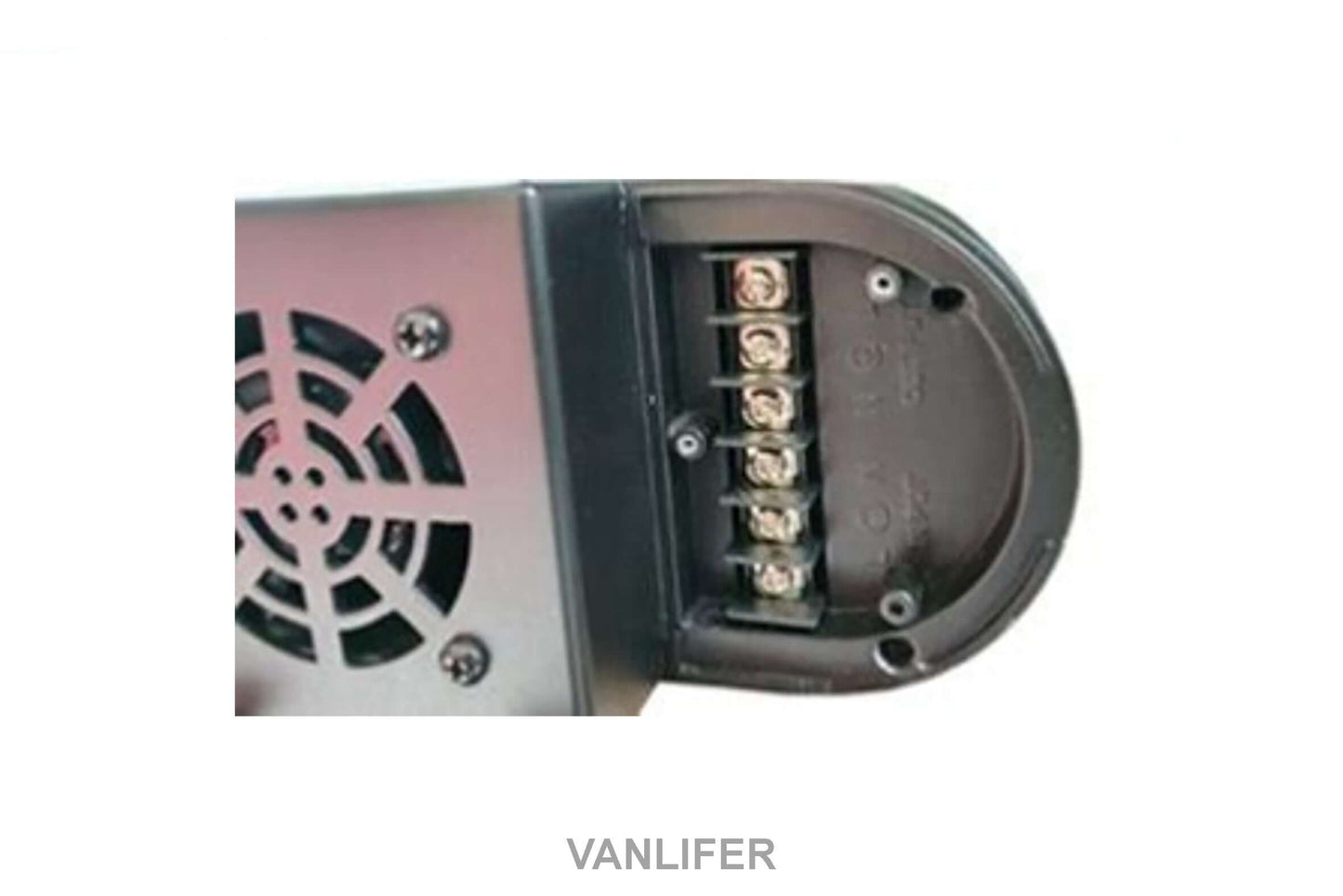 Power Train 2000W inverter showing connection ports and cooling fan for efficient power management.