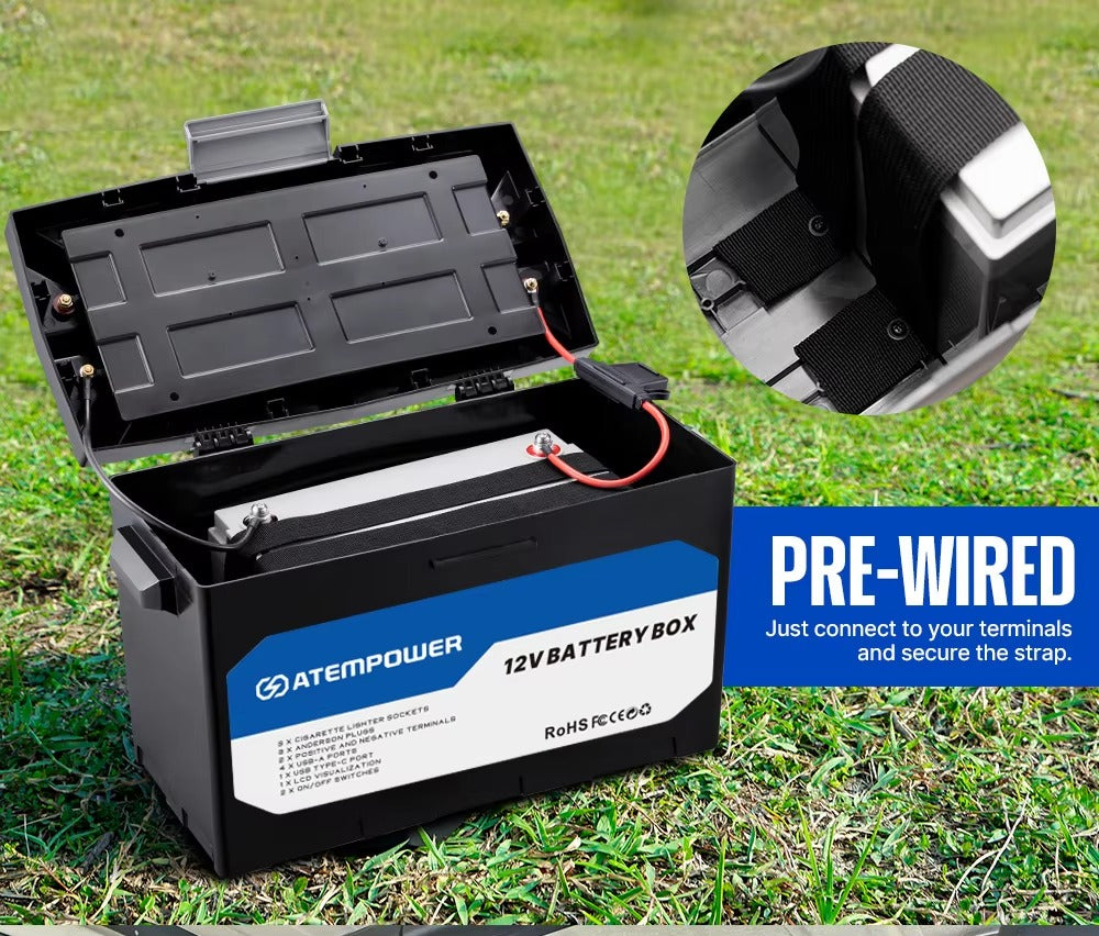 12V Waterproof Battery Box with USB C