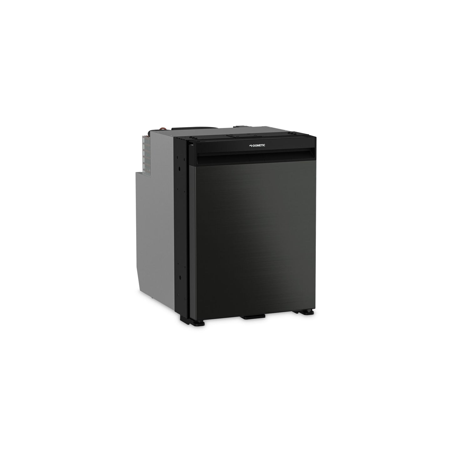 Dometic NRX 50C fridge/freezer in sleek black design, ideal for campervans and off-grid adventures.