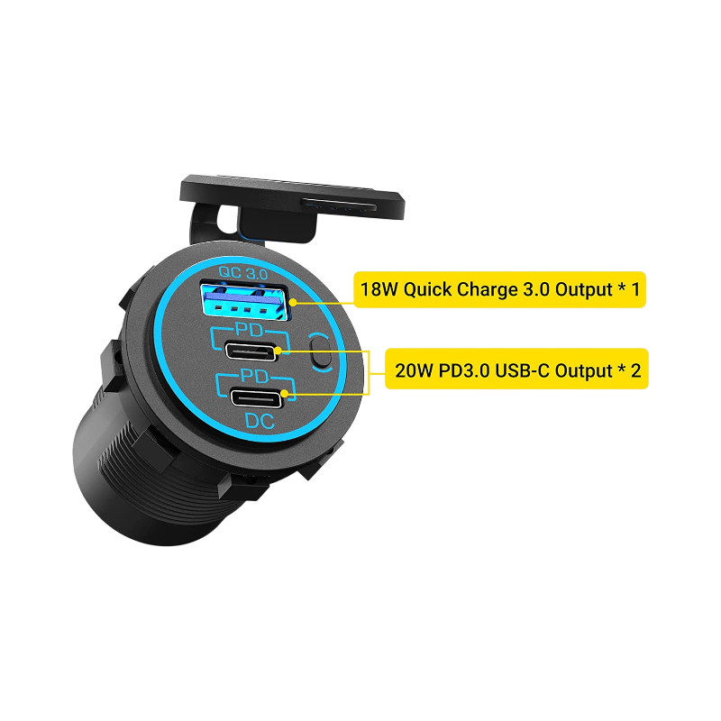 Dual USB-C Fast Charge Socket — 78W PD3.0 & QC3.0