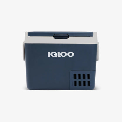 Igloo ICF40 Portable Fridge Freezer in navy blue, designed for camping and outdoor adventures.
