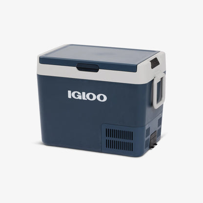 Igloo ICF40 portable fridge/freezer in blue, perfect for camping and keeping food and drinks cold.