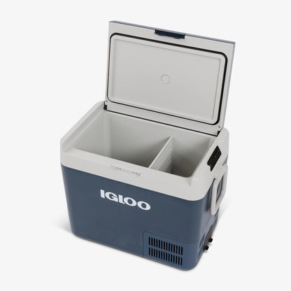 Igloo ICF40 Portable Fridge Freezer with an open lid, designed for keeping food fresh and drinks cold.