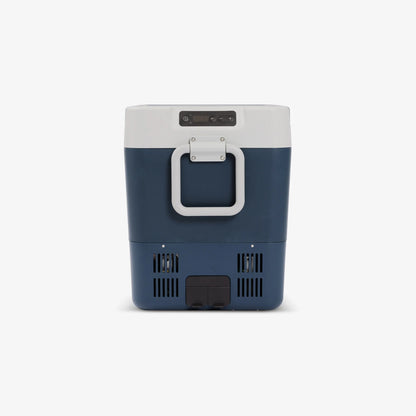 Rear view of Igloo ICF40 Portable Fridge/Freezer with handle and control panel.