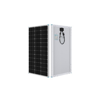 Solar panel and battery pack on a white background