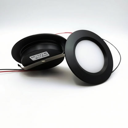 12V 3W LED ceiling down light in black for campervans, caravans and boats