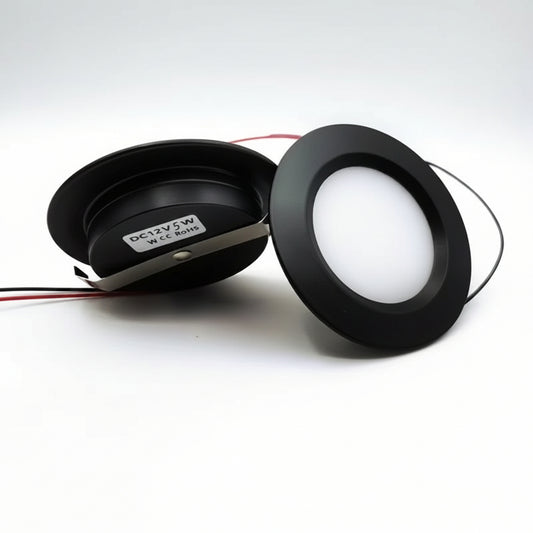 12V 3W LED ceiling down light in black for campervans, caravans and boats