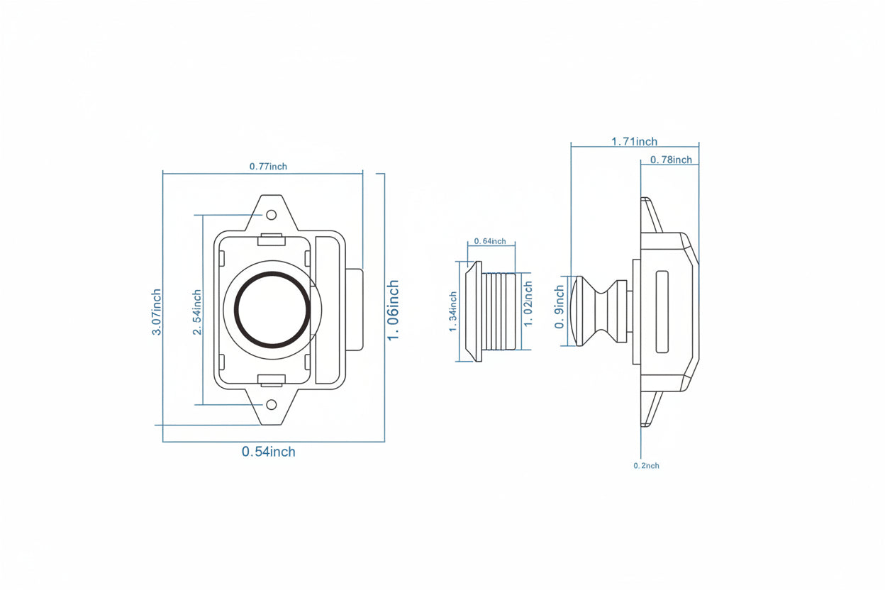 26mm white push button latch lock dimensions and installation measurements