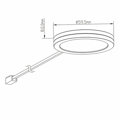 Dimensions and installation diagram of 2W 12V LED ceiling down light