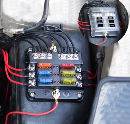 Fuse Box with Fuses and Stickers - 6 Way