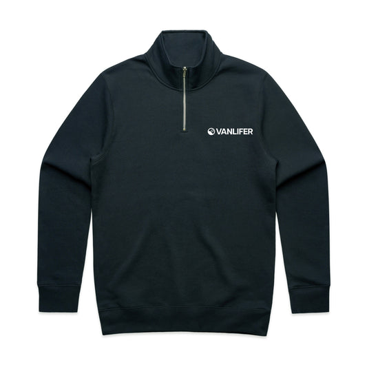 AS Colour Stencil Half Zip Crew 5125 in navy, mock neck fleece with silver zip