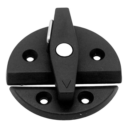 59mm black nylon twist latch cabinet lock shown in closed position for secure storage compartments