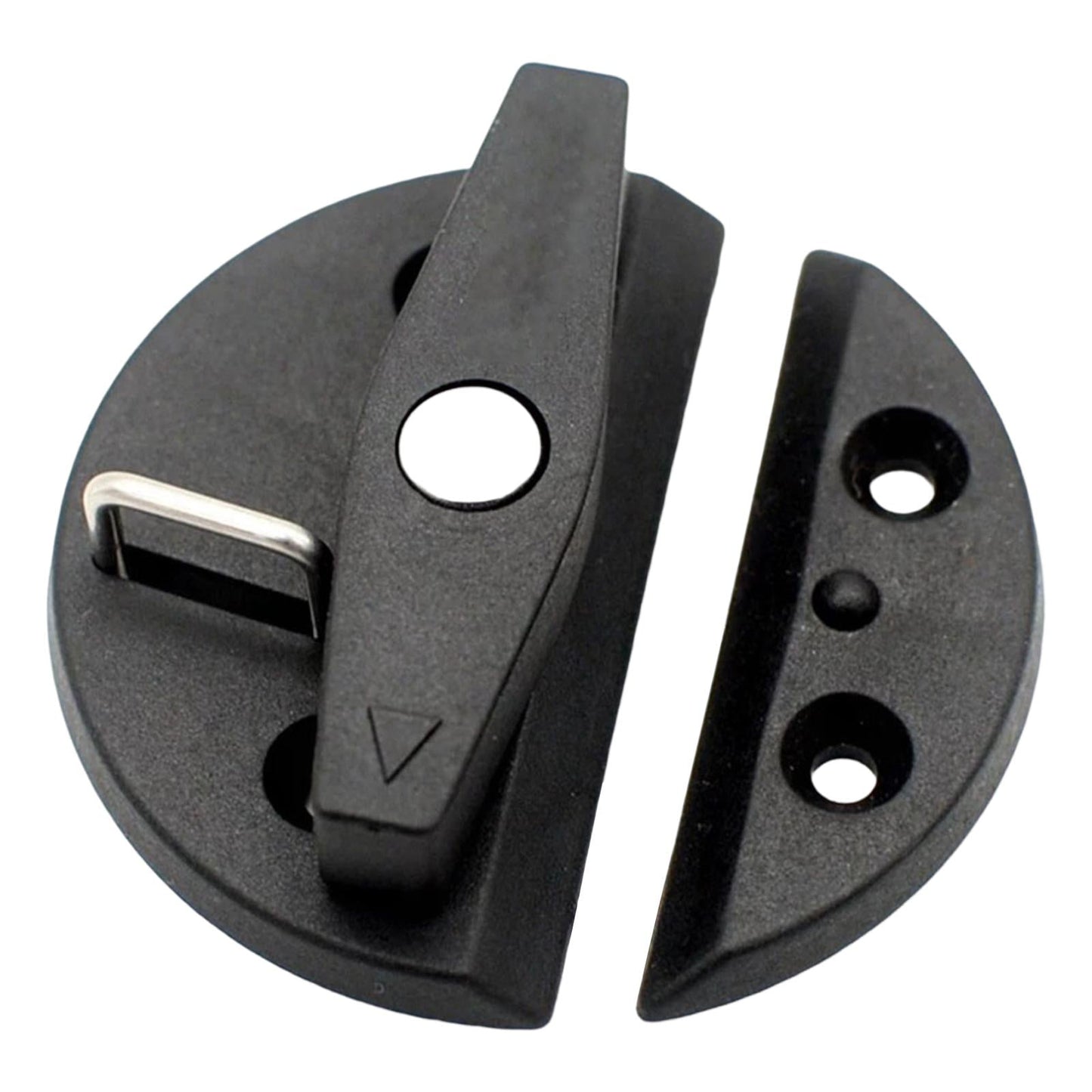 Side profile of 59mm black nylon twist latch cabinet lock for campervan and caravan cabinet doors