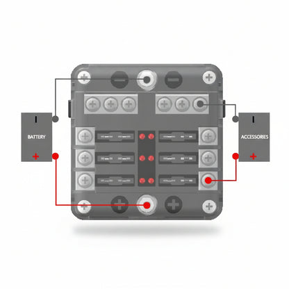 6 way fuse box dimensions and terminal layout