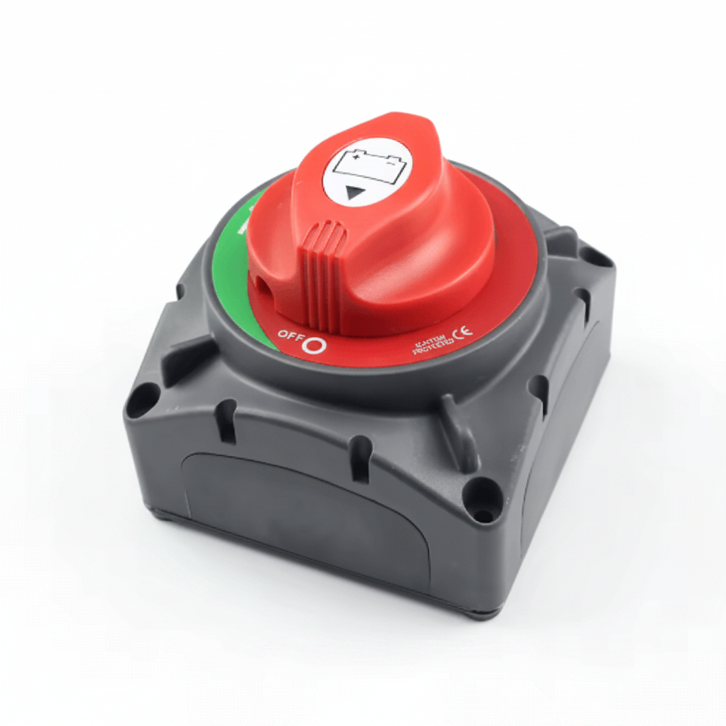 600A master RV battery disconnect switch with rotary on off control for campervan caravan marine and off-grid battery systems

