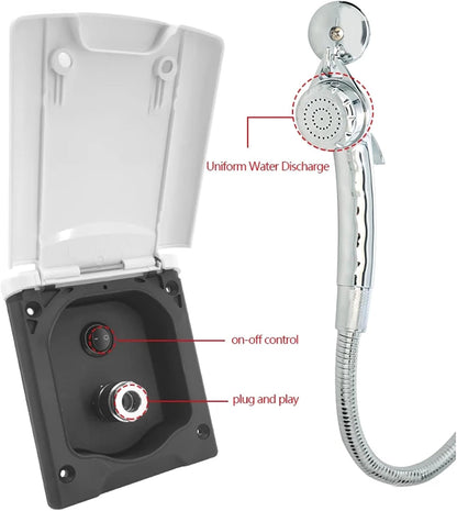 FOTN RV Outdoor Shower Box Kit with 1.5m Hose White