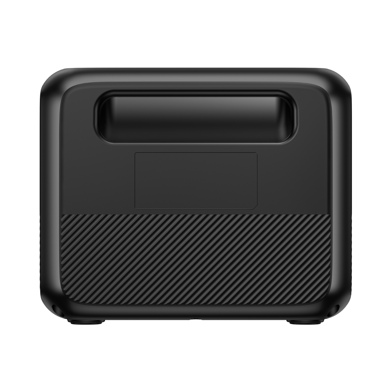 Black portable power station with handle on a white background
