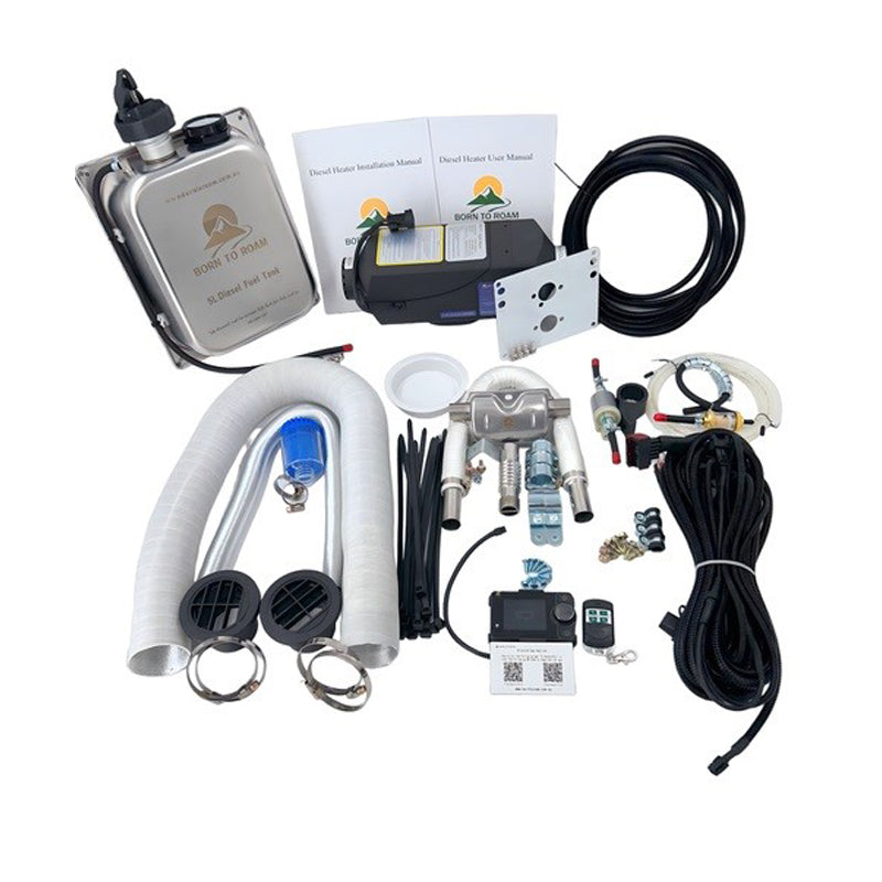 Born to Roam 2kW diesel heater kit accessories and installation hardware