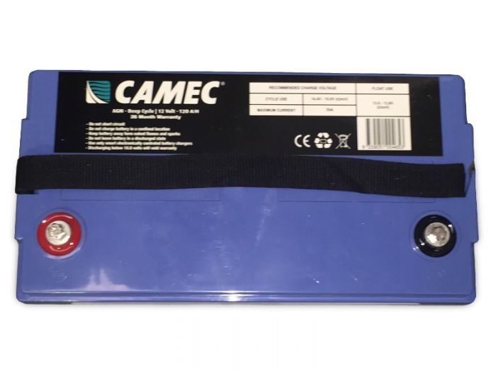 Camec battery with label on a white background