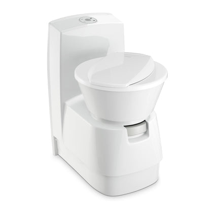 Dometic CTS4110 cassette toilet with a swivel seat, perfect for campervan conversions and compact spaces.