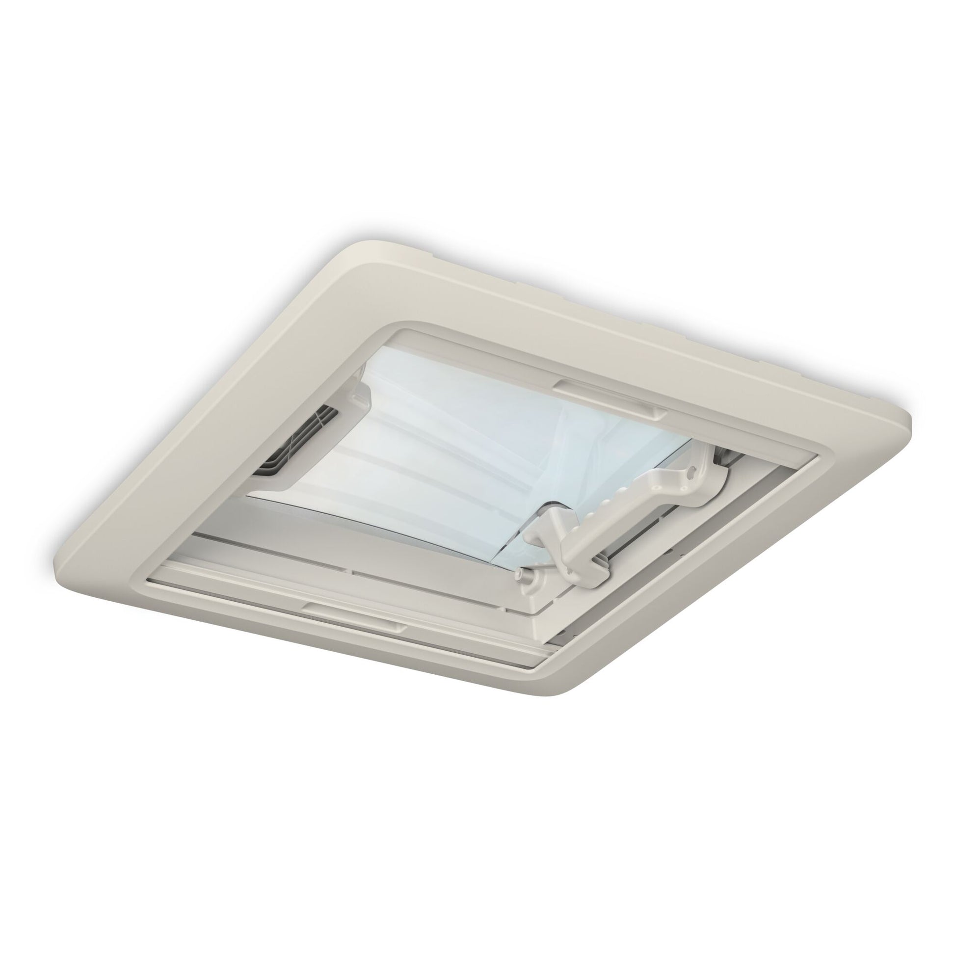 Dometic Heki Mini Roof Vent with flyscreen, white, 400x400mm, suitable for dome light installations.