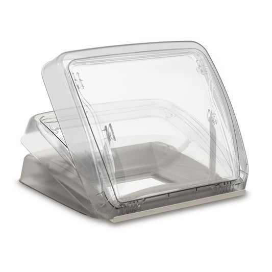 Dometic Heki Mini Roof Vent with transparent lid and base, designed for 400x400mm installations.