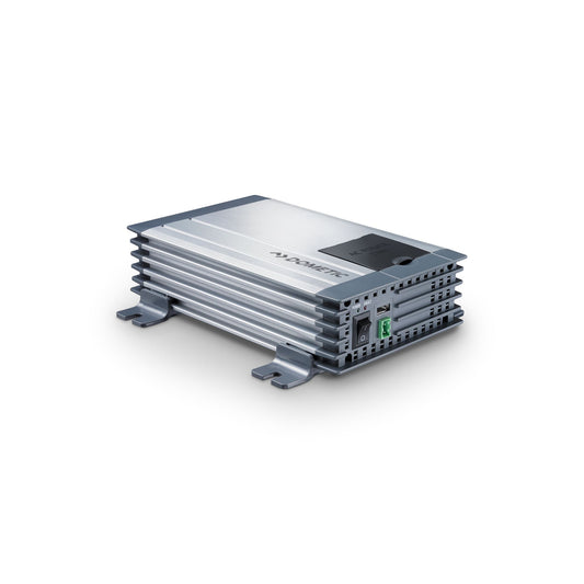 Dometic MSl-412 pure sinewave inverter for converting 12V battery power to 230V AC voltage.
