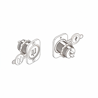Line drawing of Dual USB charger on a white background
