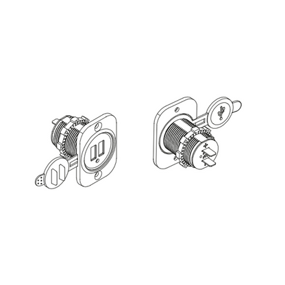 Line drawing of Dual USB charger on a white background