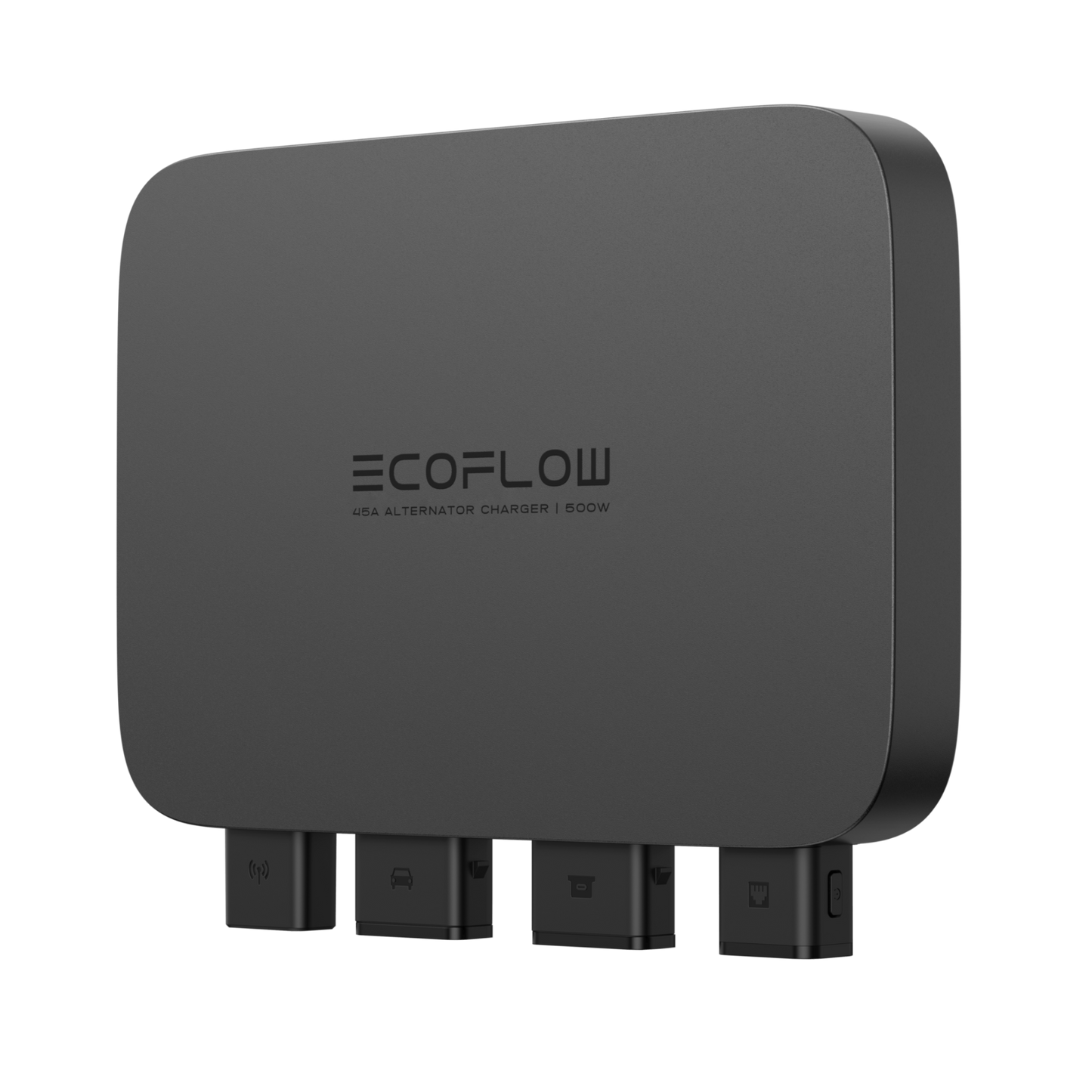 EcoFlow 500W Alternator Charger from 45 degree front.