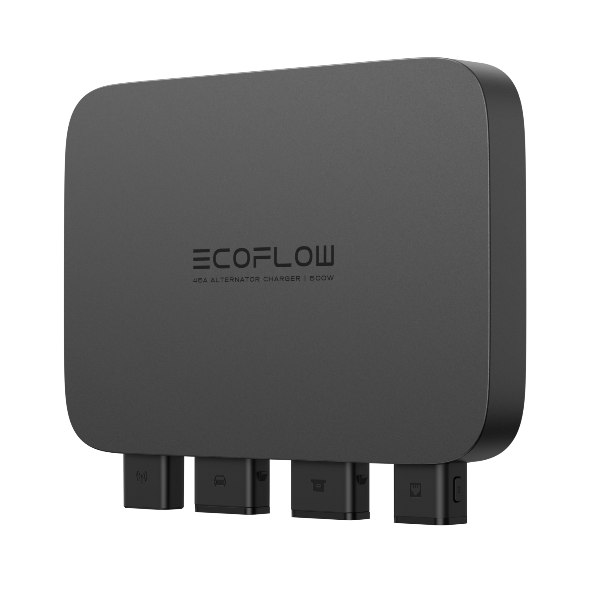 EcoFlow 500W Alternator Charger from 45 degree front.