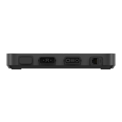 Side view of a ecoflow with ports on a white background