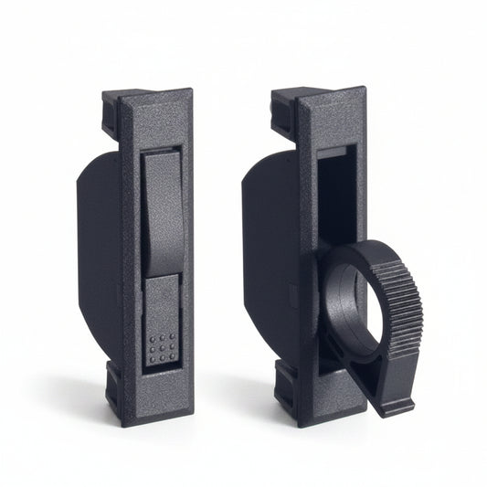 Two black plastic components with a gear on a white background, featuring the Hengzhu logo.