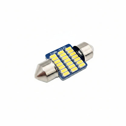 Car LED bulb with 'Vanlifer' branding on a light wooden surface