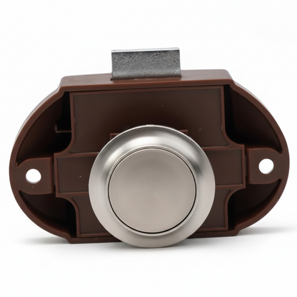 Large chrome push button cabinet lock catch for campervan cupboards drawers and storage compartments