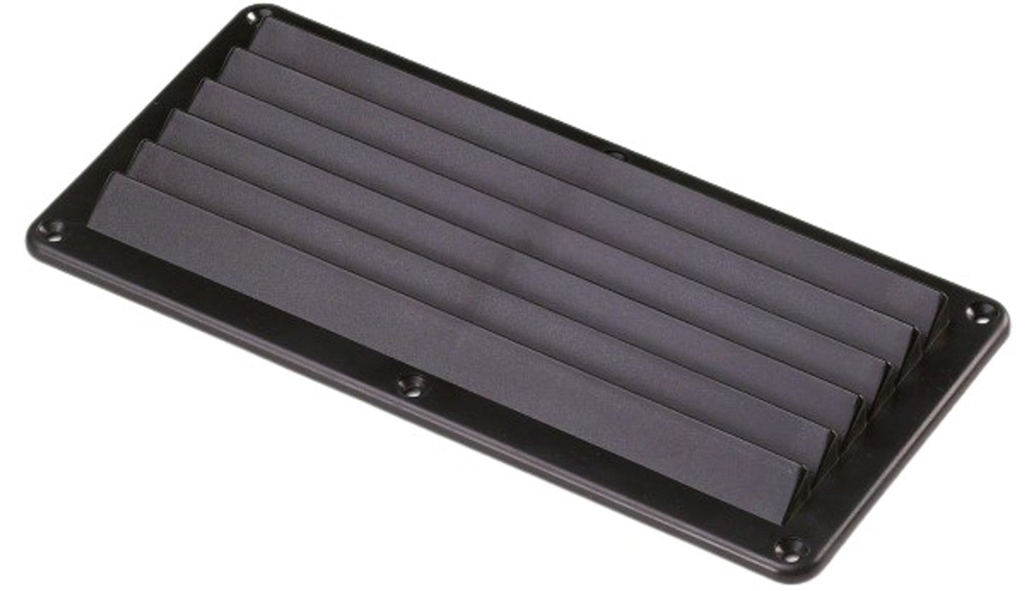 Rectangular black air filter on a white background