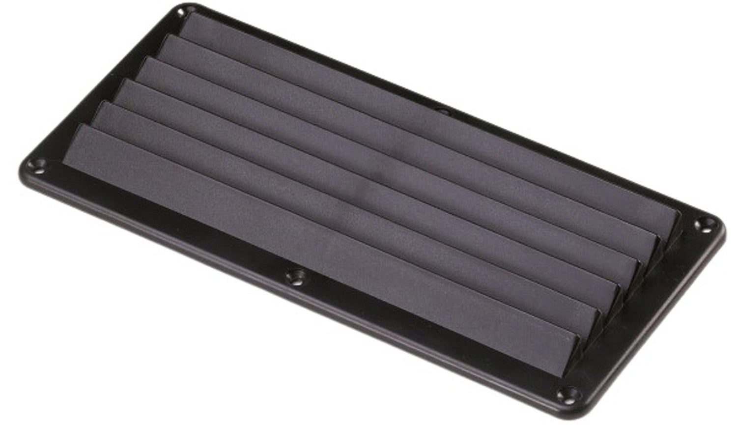 Rectangular black air filter on a white background