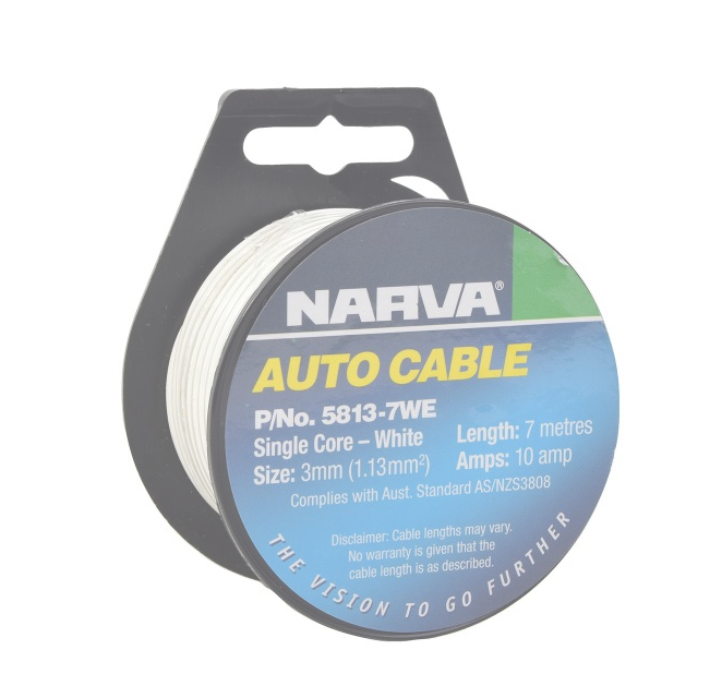 CABLE SINGLE 3.0 10AMP 7M WHITE
