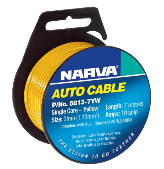 CABLE SINGLE 3.0 10AMP 7M YELLOW