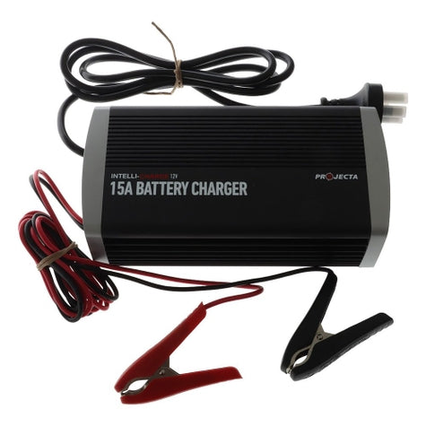 Battery charger with clamps on a white background