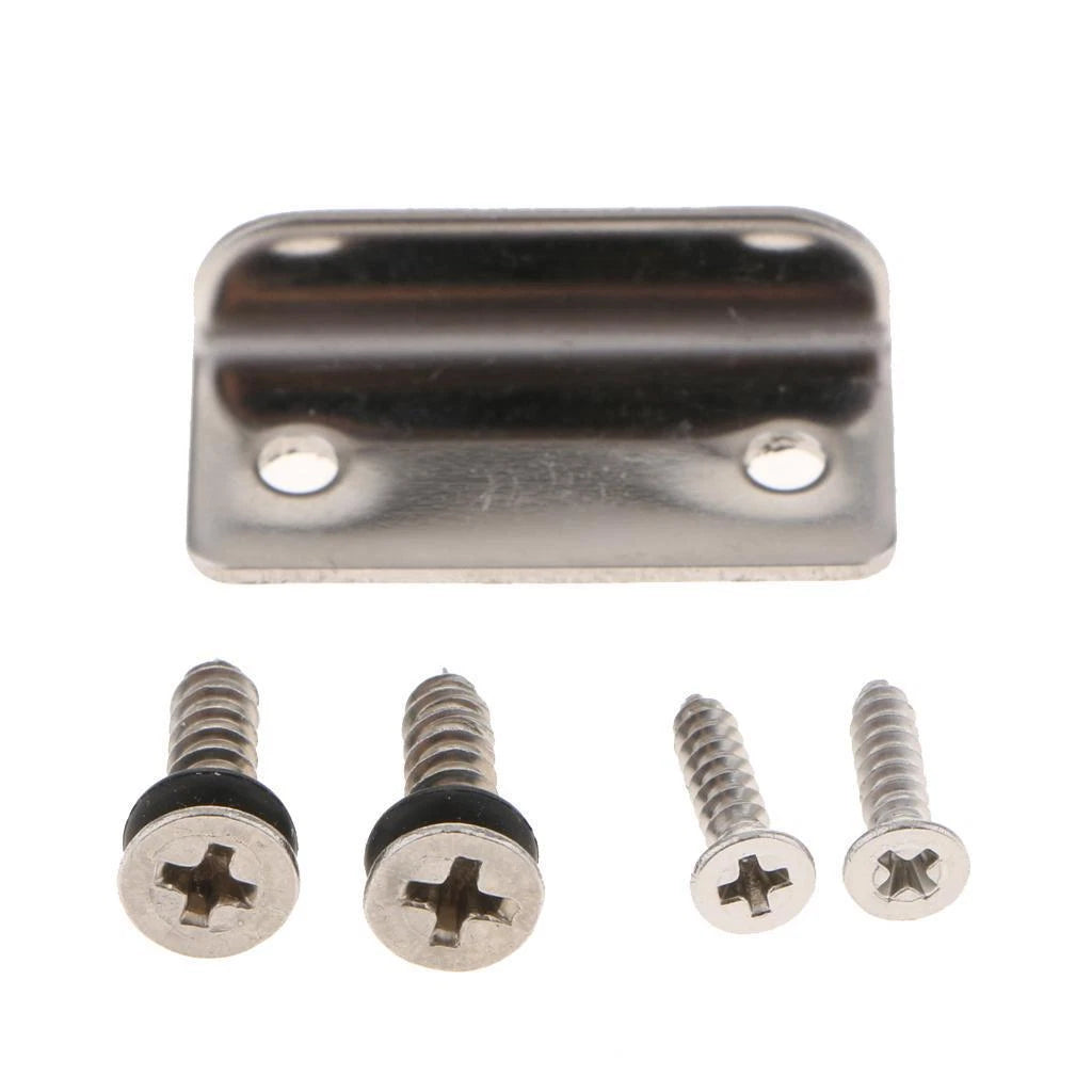 Metal bracket with screws on a white background