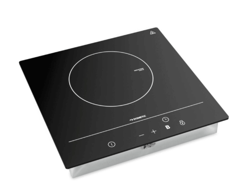 Dometic CVI1350 single-zone induction cooktop — 350×350mm, 1300W/1700W Boost, easy-clean glass surface