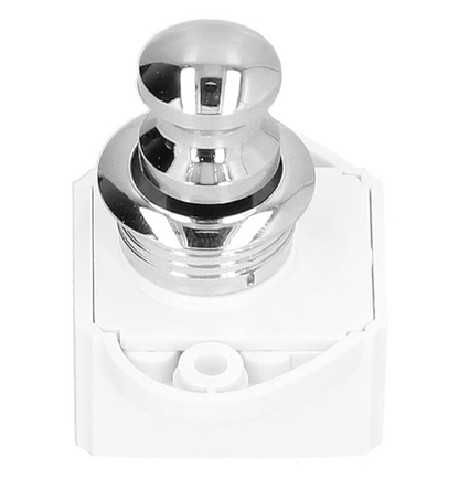 Mini Push Chrome Button Latch White Base