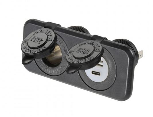 Narva Heavy Duty USB/USB C Socket 12V Flush Mount